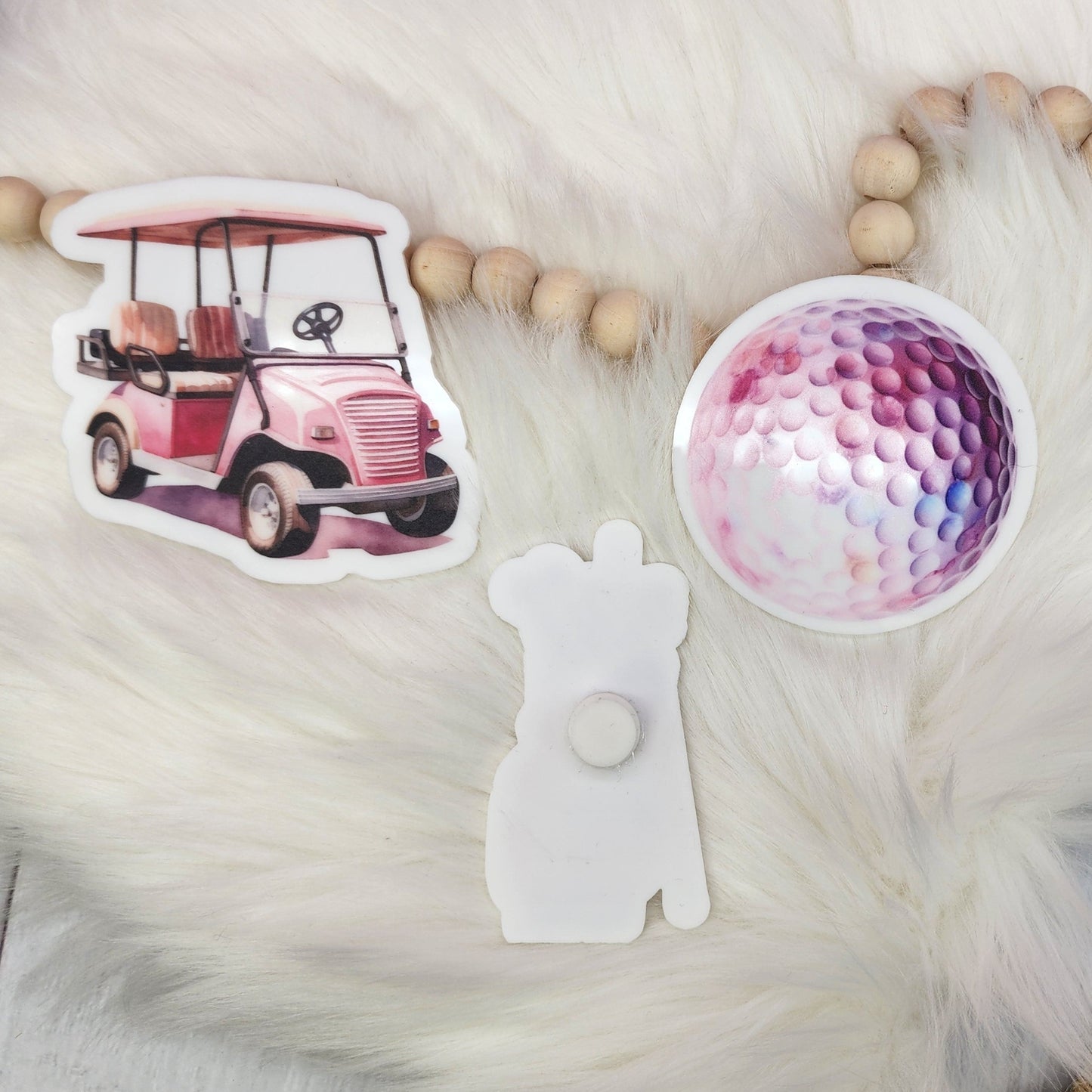 Girly Golf Bag Charm With Button