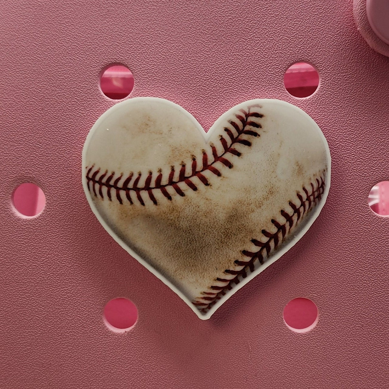 Baseball Heart Bag Charm With Button