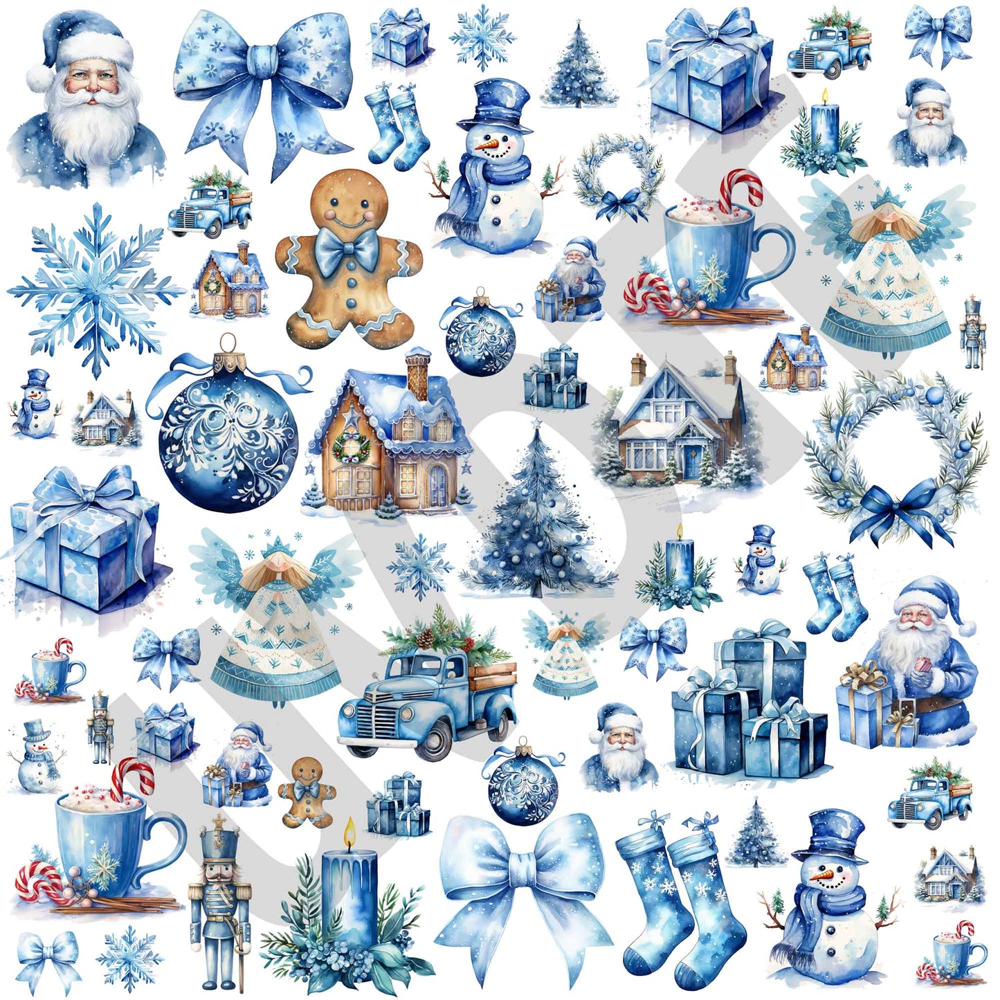 UVDTF Blue Christmas Elements