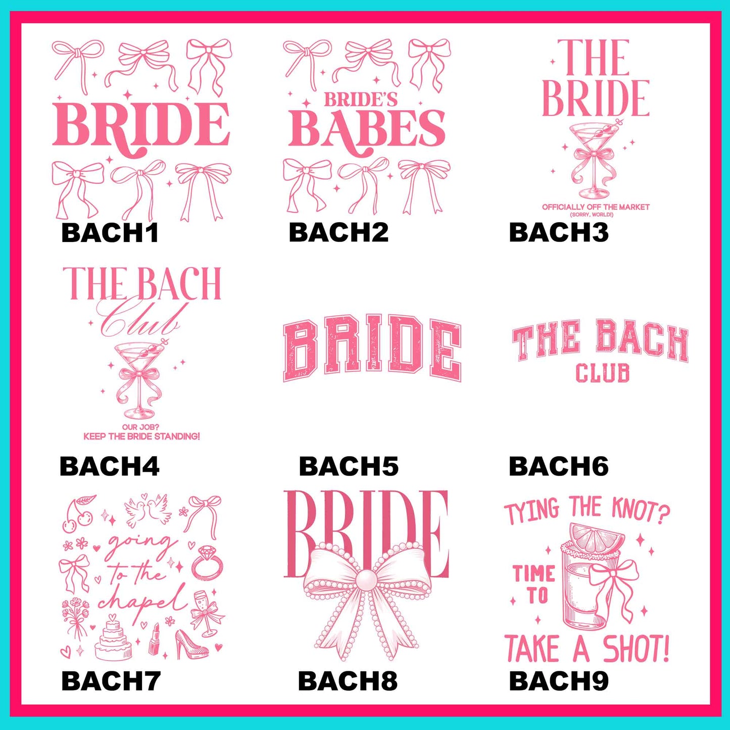 Bachelorette Transfers Pink -For Fabrics