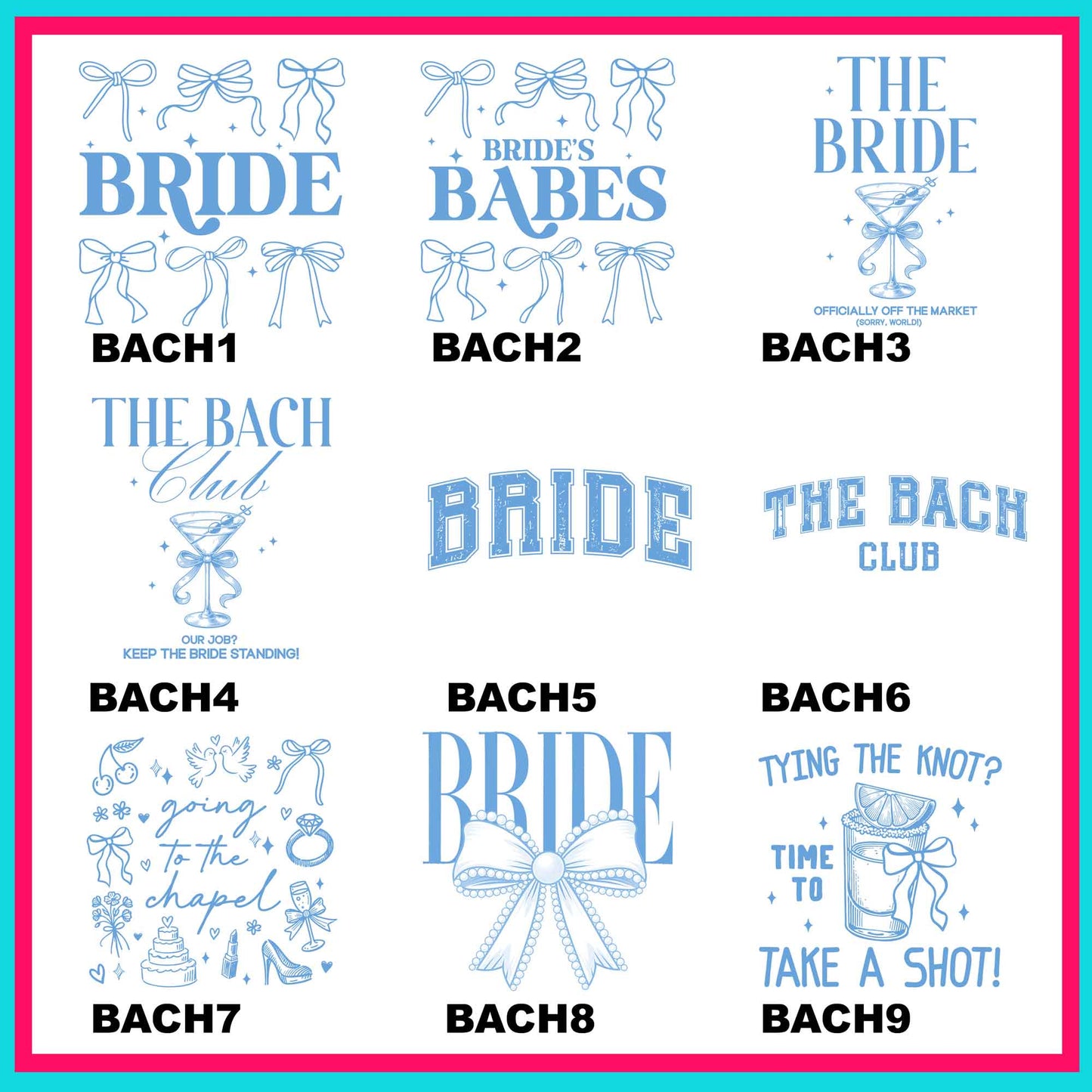 Bachelorette Transfers Blue -For Fabrics