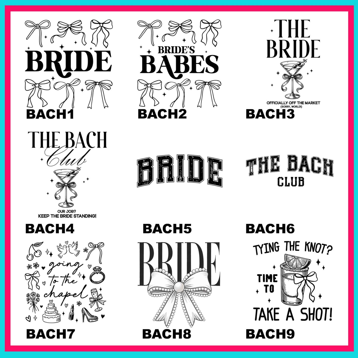 Bachelorette Transfers Black -For Fabrics