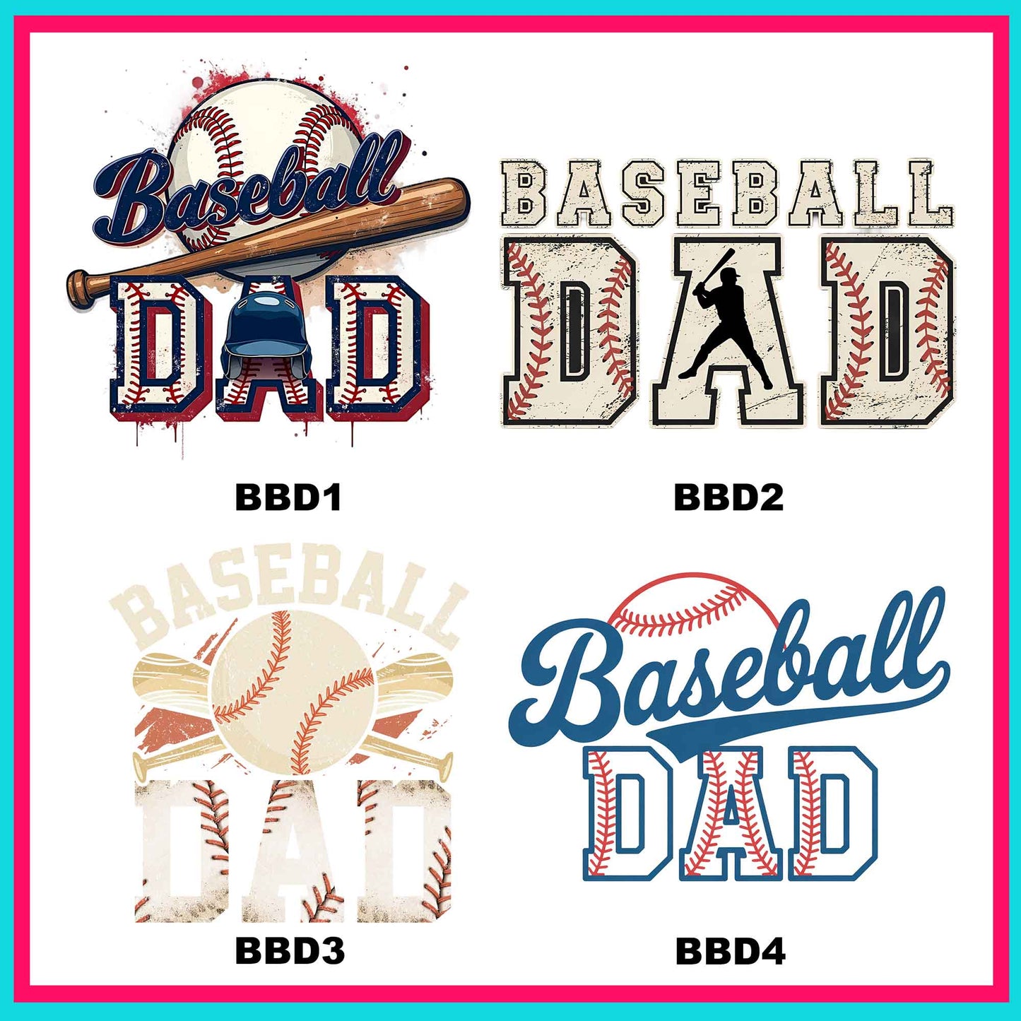 Baseball Dad Transfers - For Fabrics