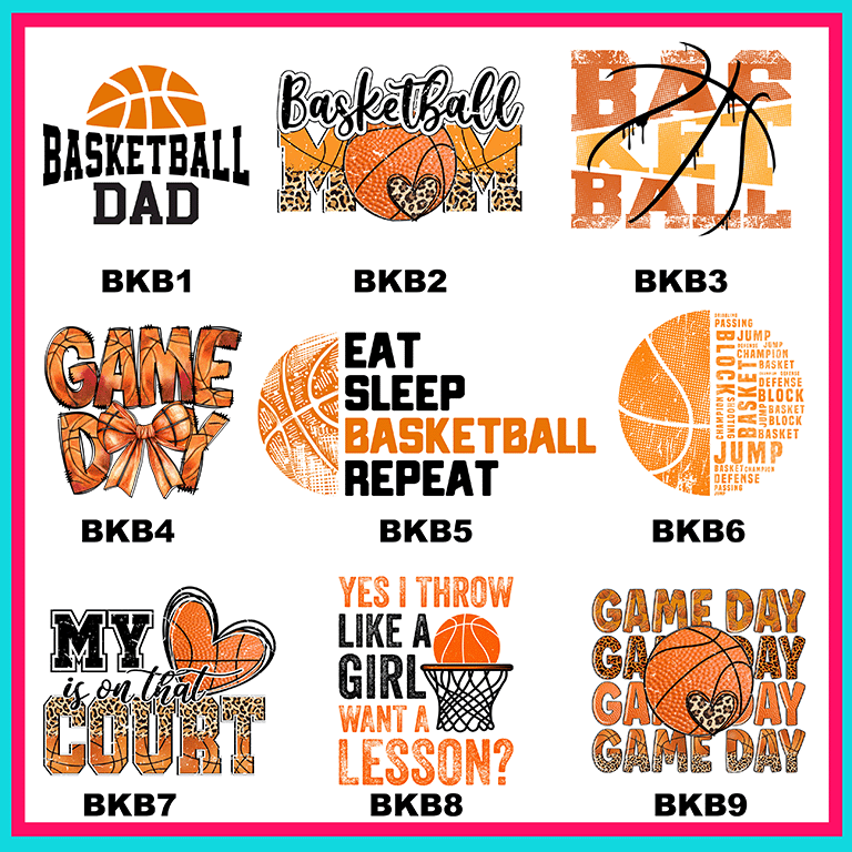 BasketBall Transfers -For Fabrics