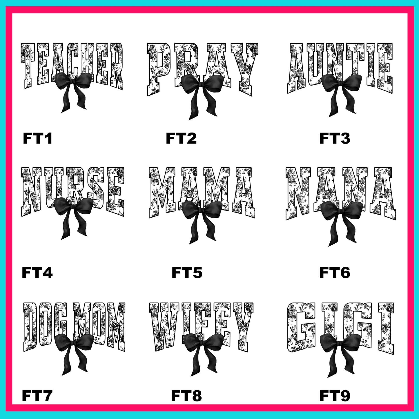 French Toile Black Transfers -For Fabrics