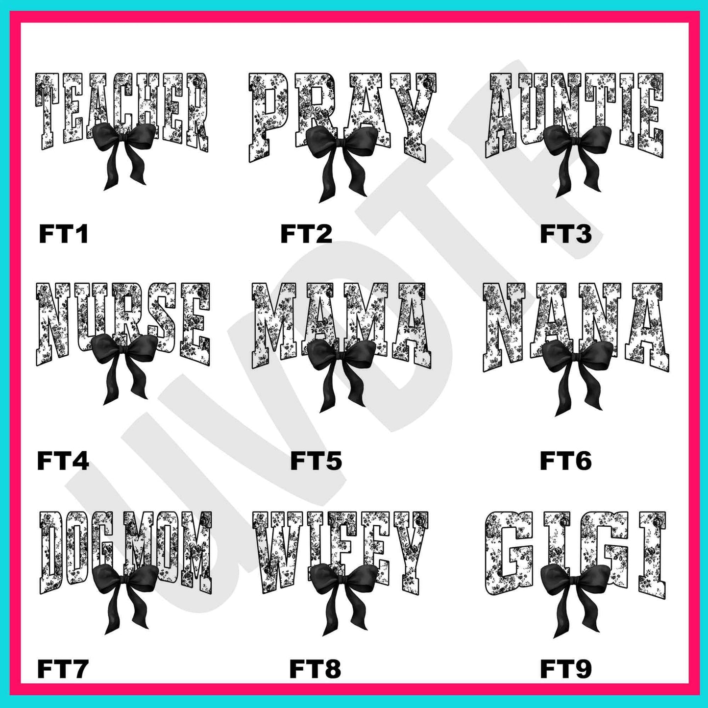 UVDTF French Toile Black Decals