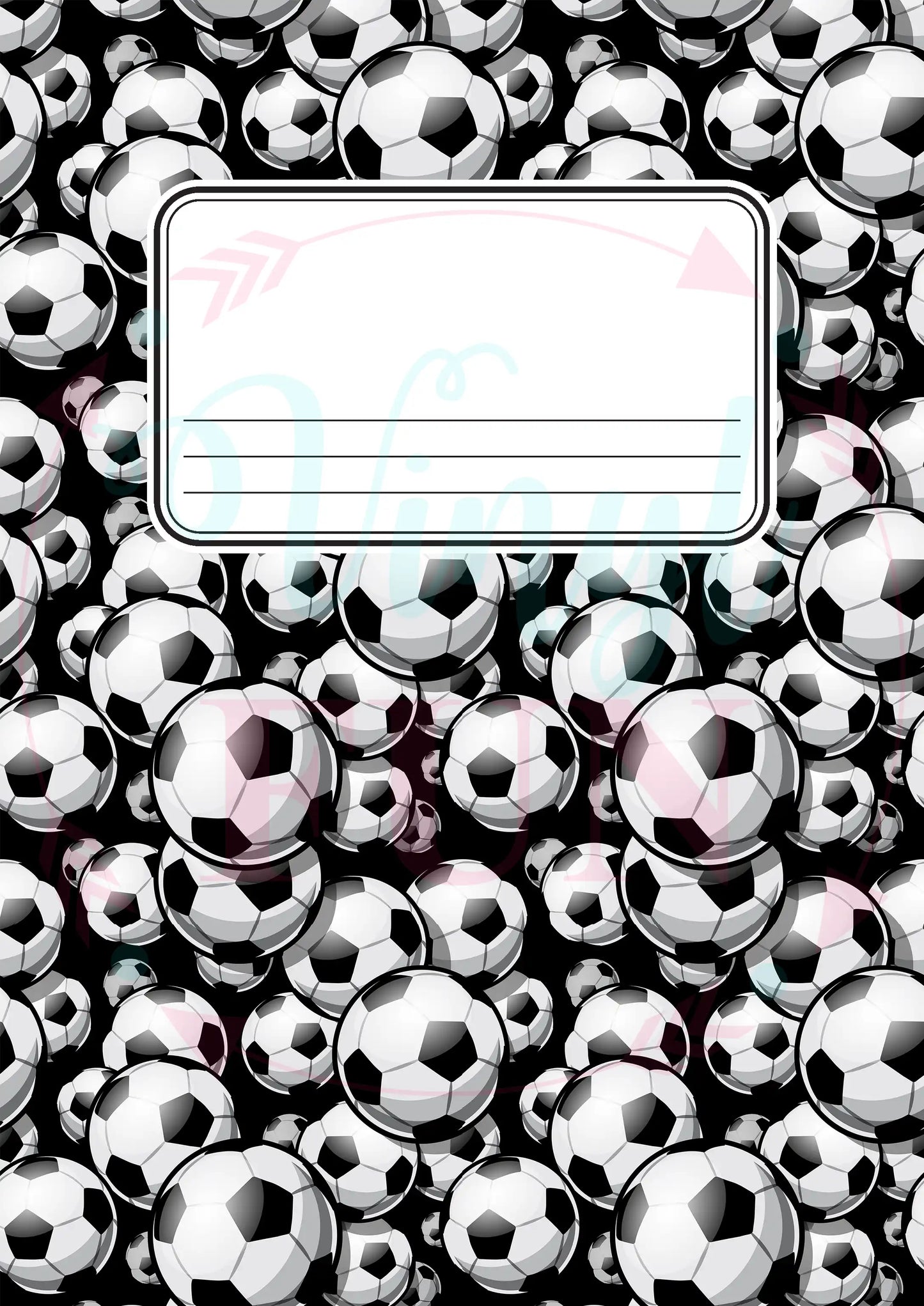 Composition Notebook Cover Transfer Sheets- Black Soccer