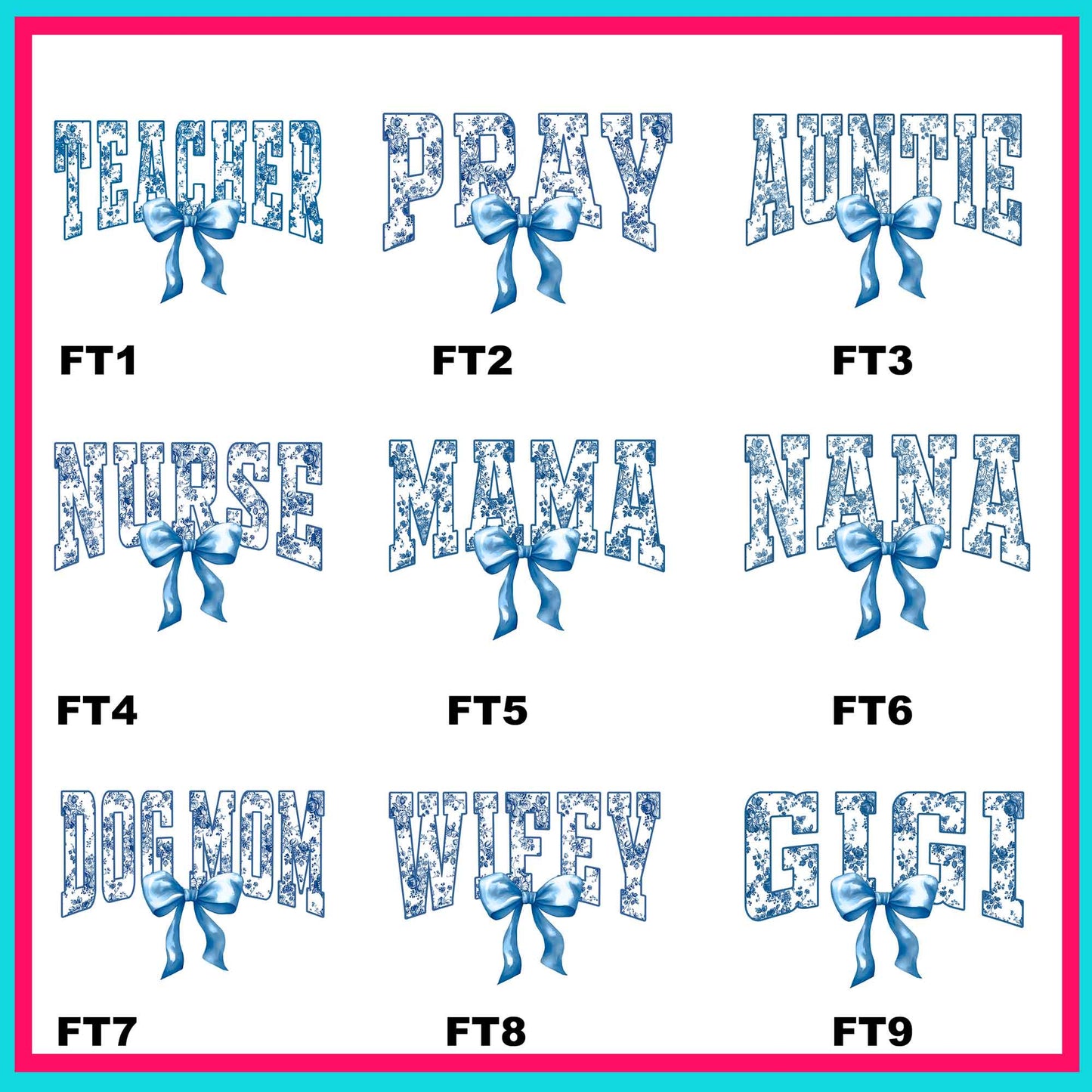 French Toile Blue Transfers -For Fabrics