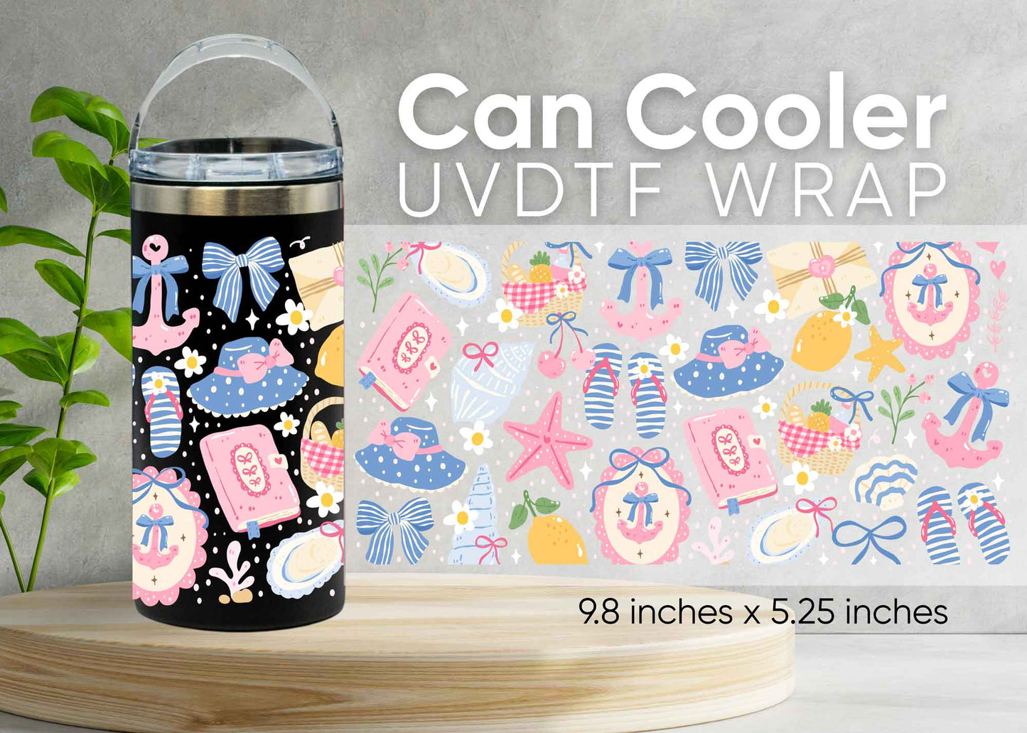 Pastel Beach UVDTF 4-in-1 Can Cooler Wrap - CAC10
