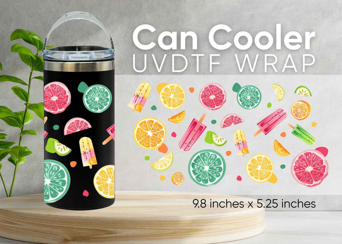Vibrant Citrus UVDTF 4-in-1 Can Cooler Wrap - CAC2