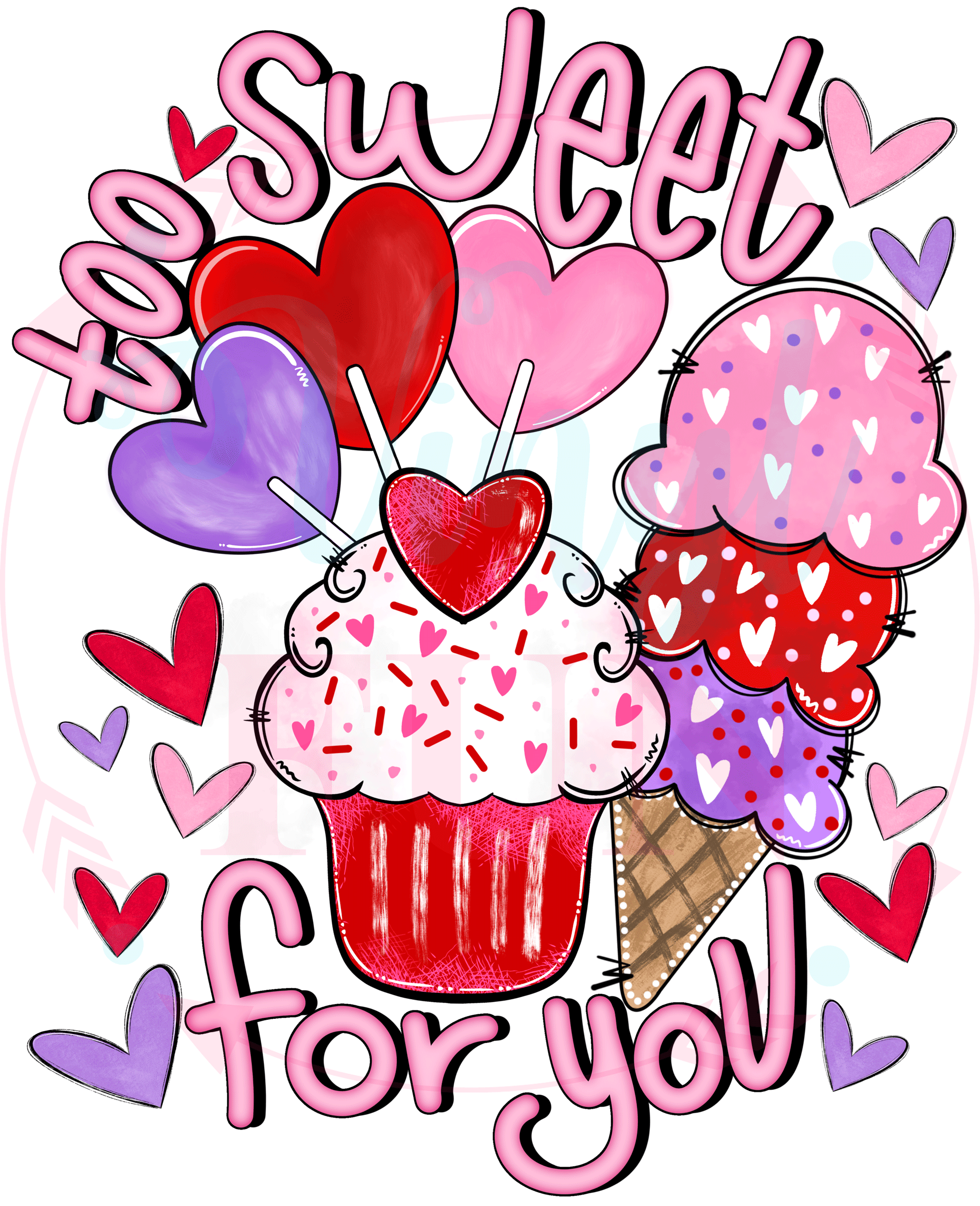 Ice Cream Valentine Transfer -H36