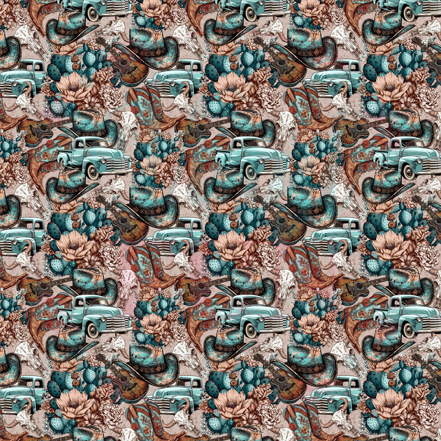 Teal Trucks Pattern-B15