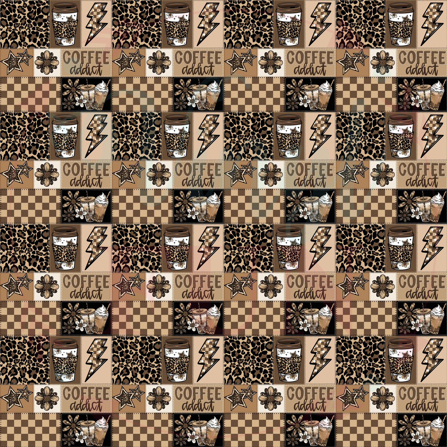 Coffee Addict Patchwork Pattern