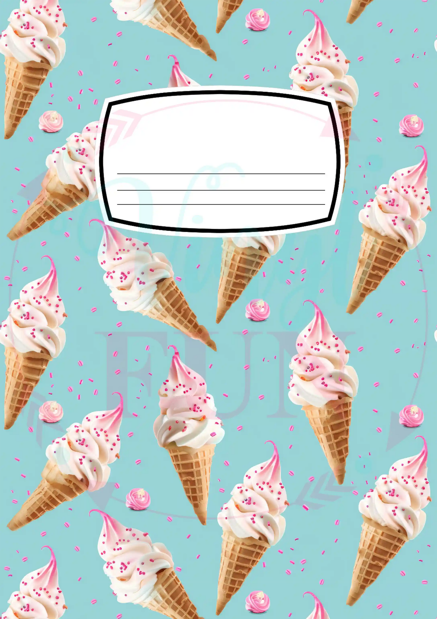 Composition Notebook Cover Transfer Sheet - Ice Cream