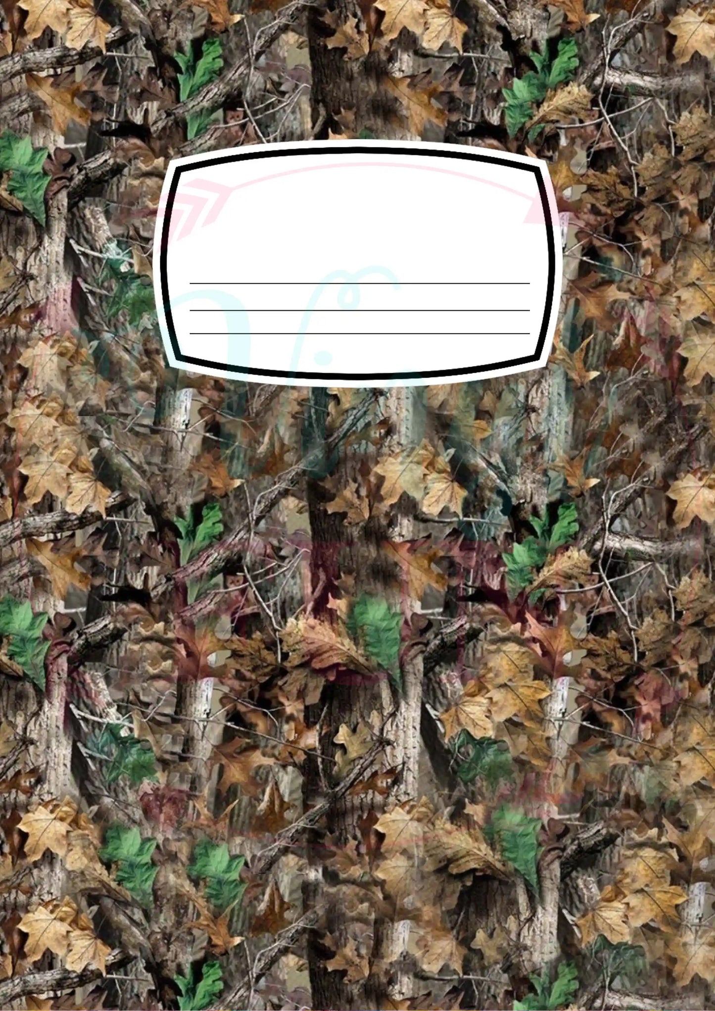 Composition Notebook Cover Transfer Sheet -Tree Camo