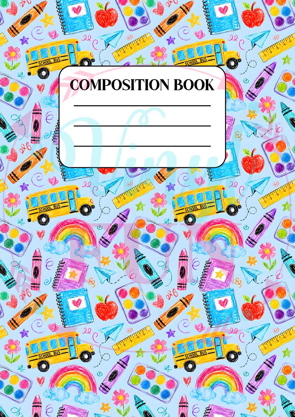 Composition Notebook Cover Transfer Sheets- Blue Background School NB1