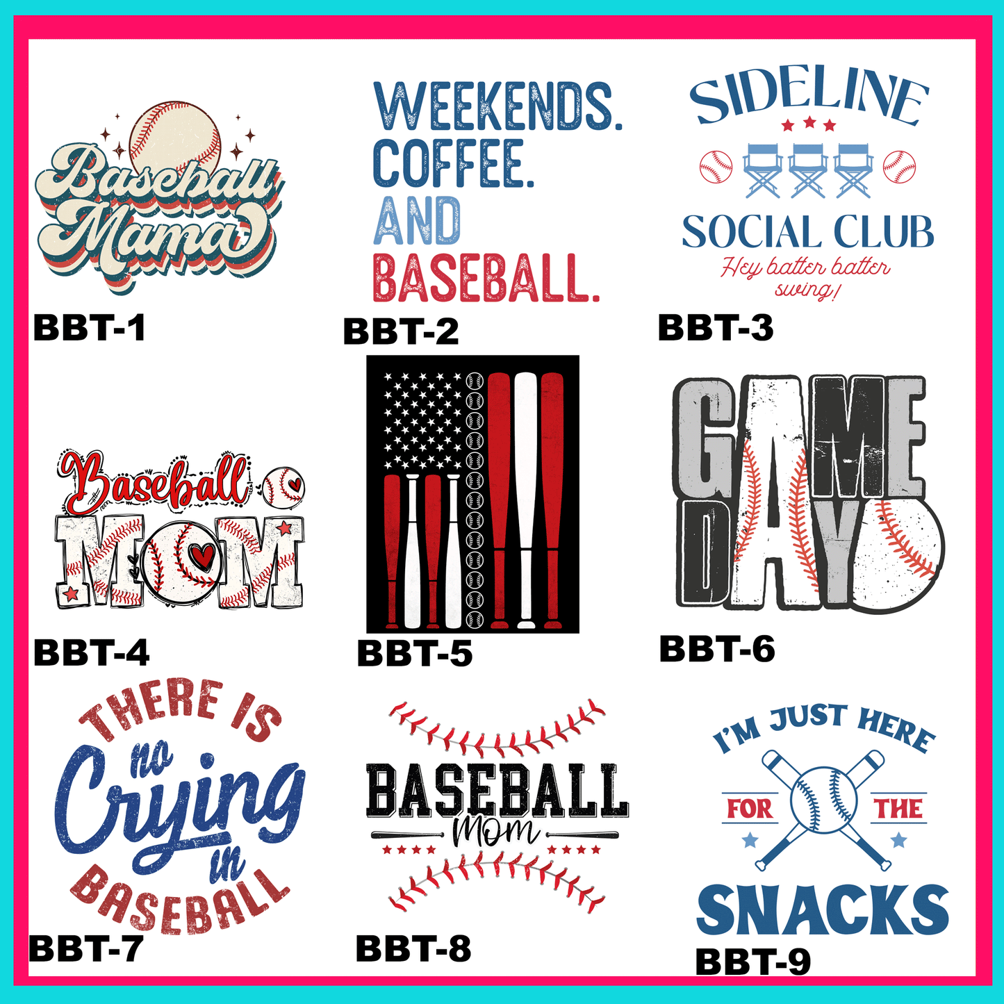 Baseball Time Transfers -For Fabrics