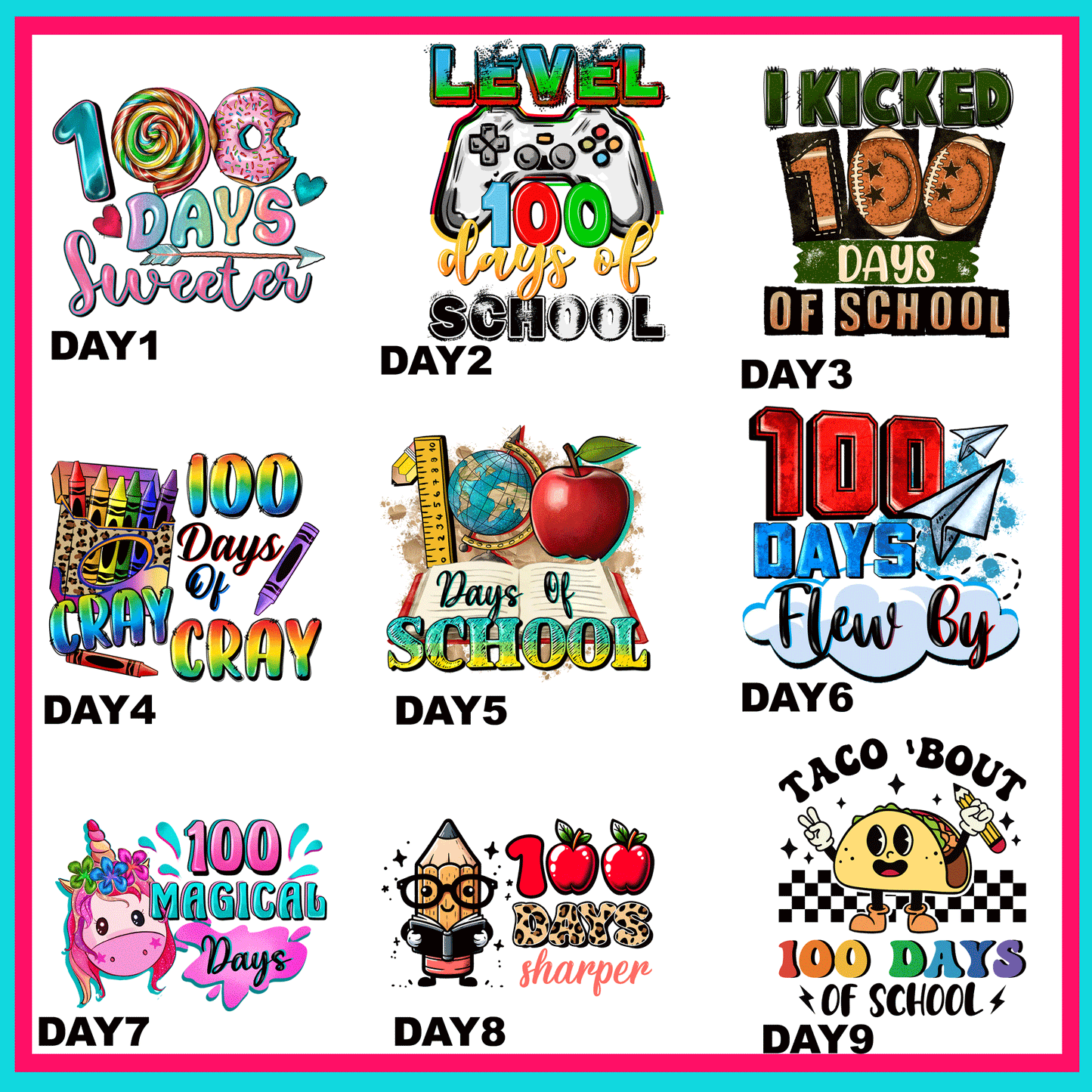 100 Days Transfers -For Fabrics