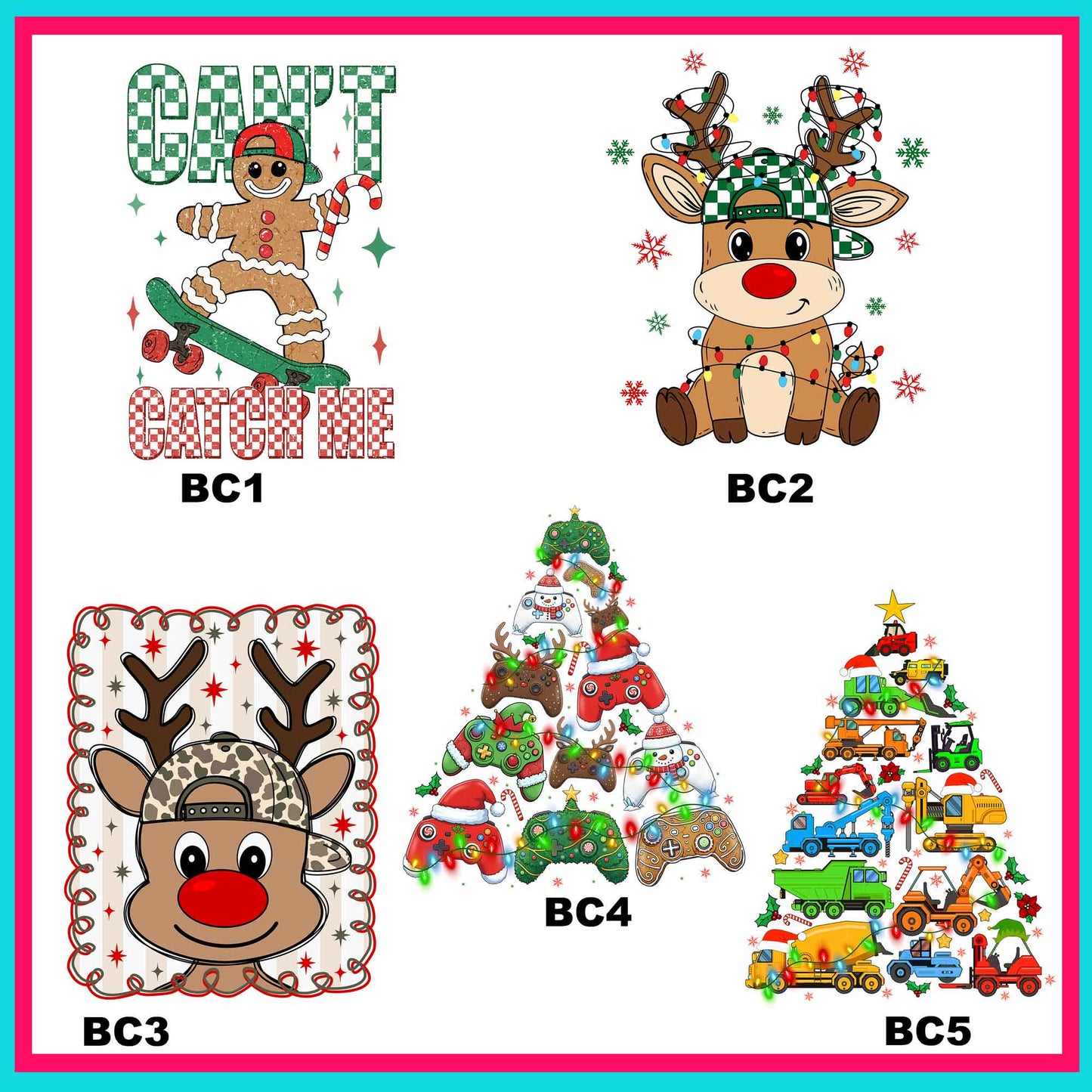 Boy Christmas Transfers - For Fabrics