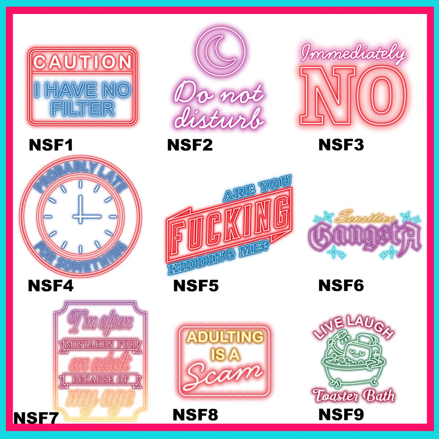 Neon Sign Transfers - For Fabrics