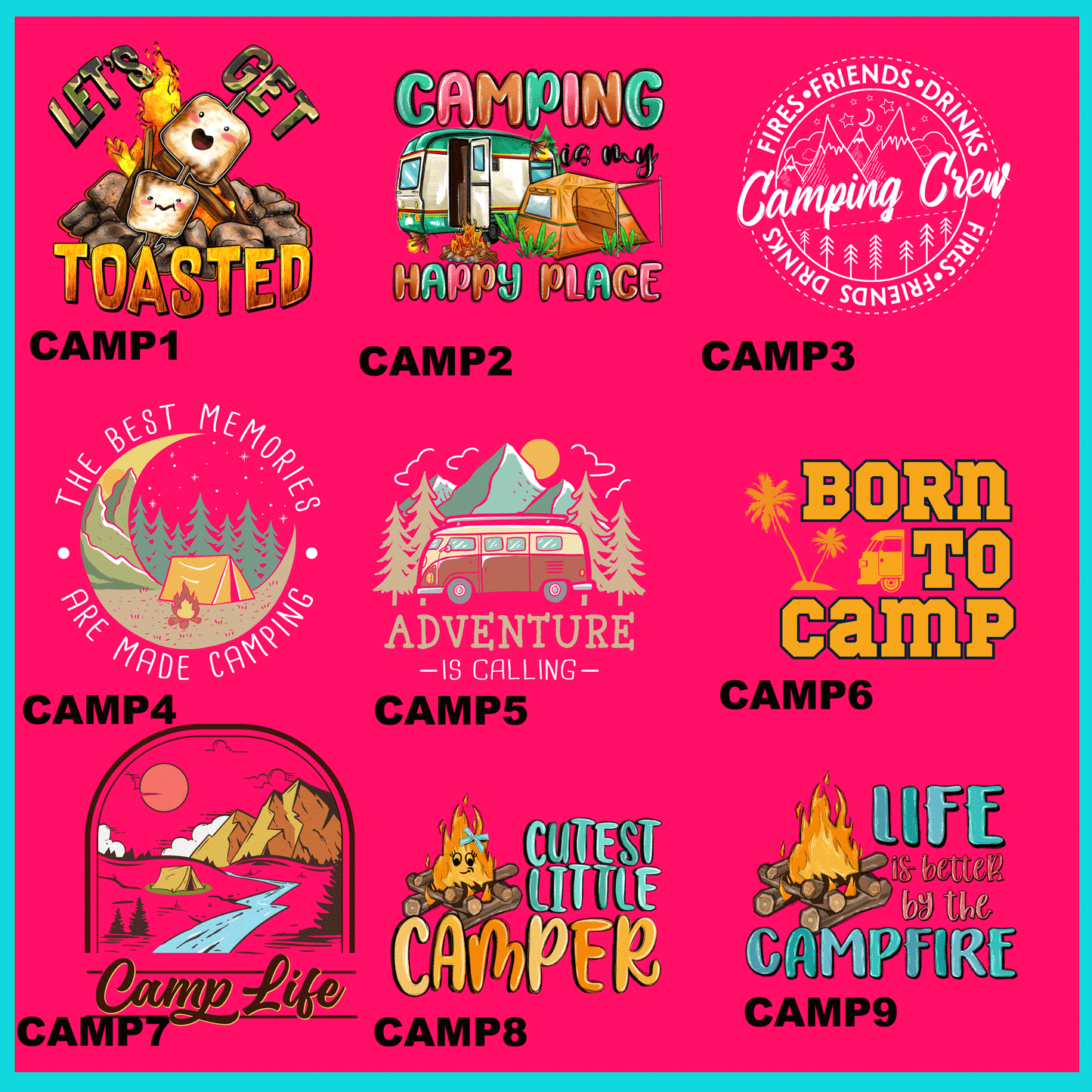 Camping Life Transfers -For Fabrics