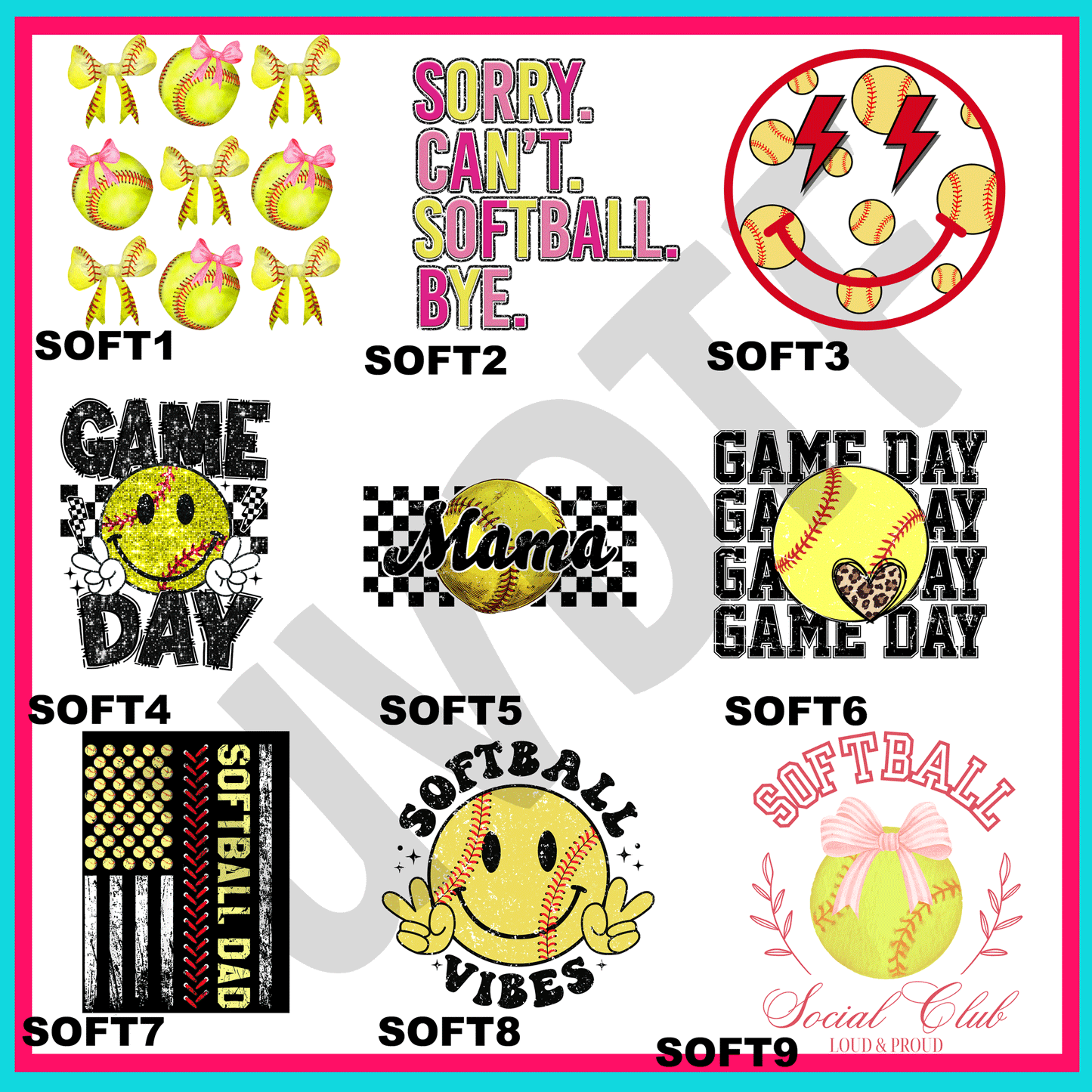 UVDTF Softball Life Decals-V13