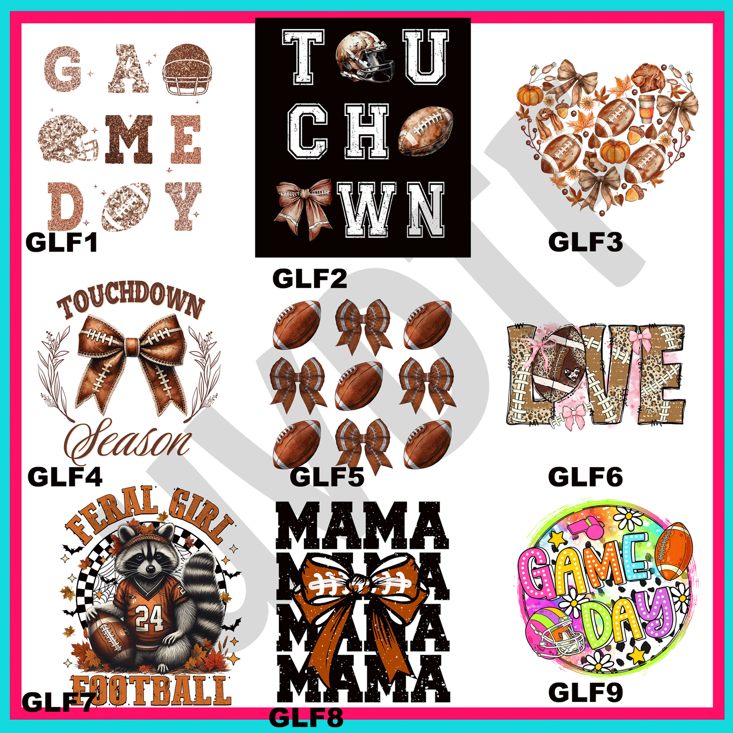 UVDTF Girls Love Football Decals-V15