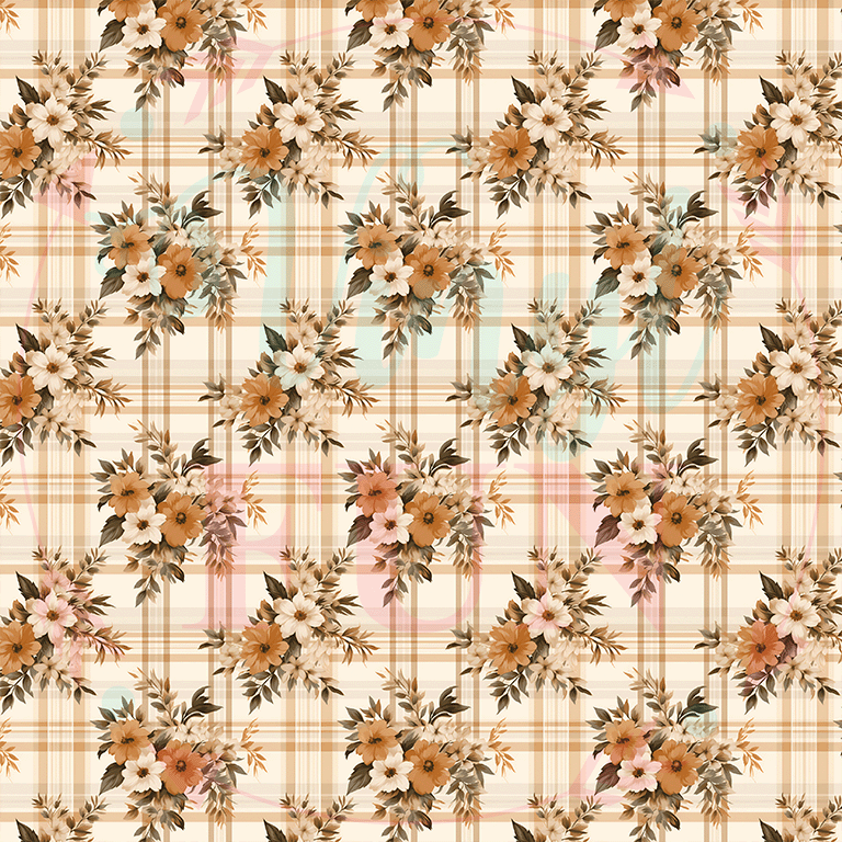 Fall Floral Plaid Pattern