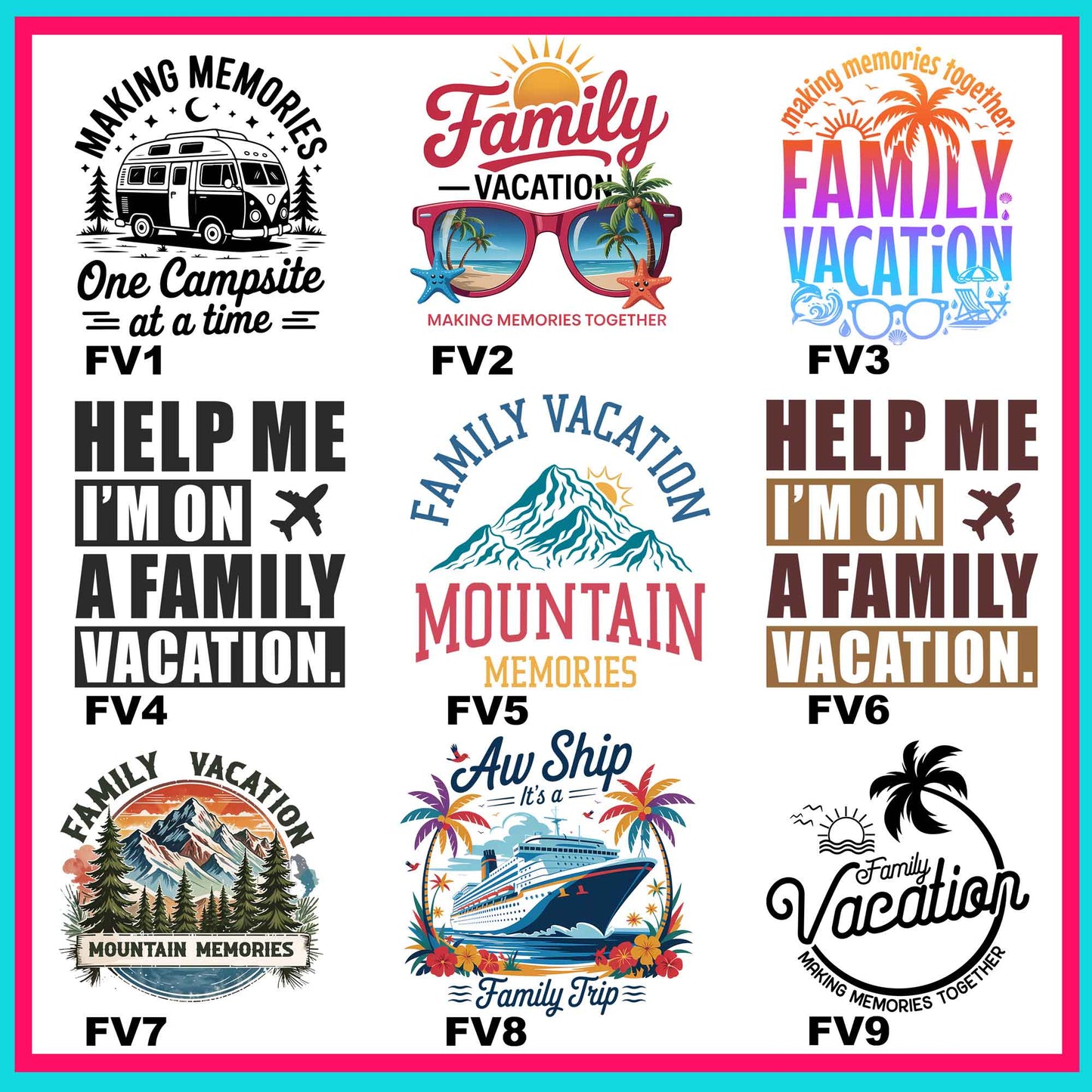 Family Vacation Transfers - For Fabrics