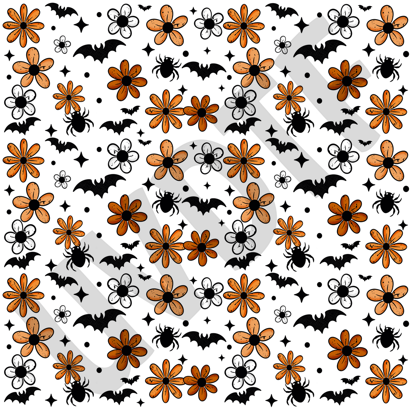 UVDTF Floral Bats With Spiders Elements