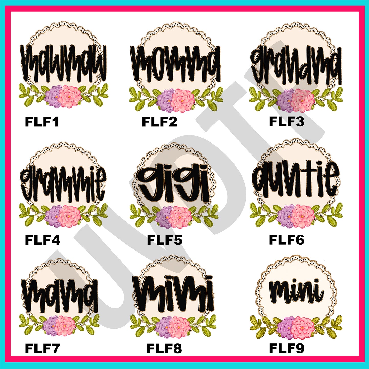 UVDTF Floral Family Decals