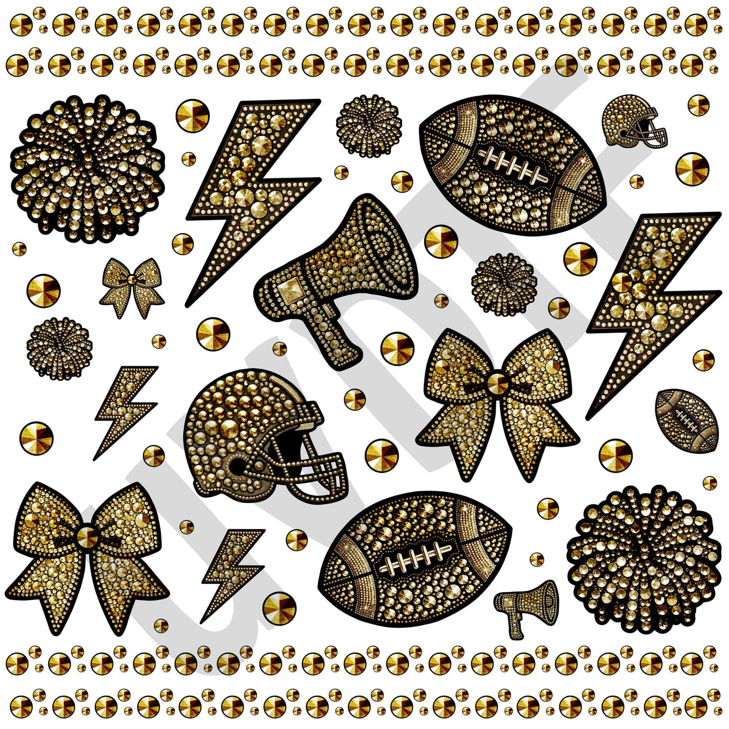 UVDTF Football Fun Rhinestone Elements-You Pick Color-Y11