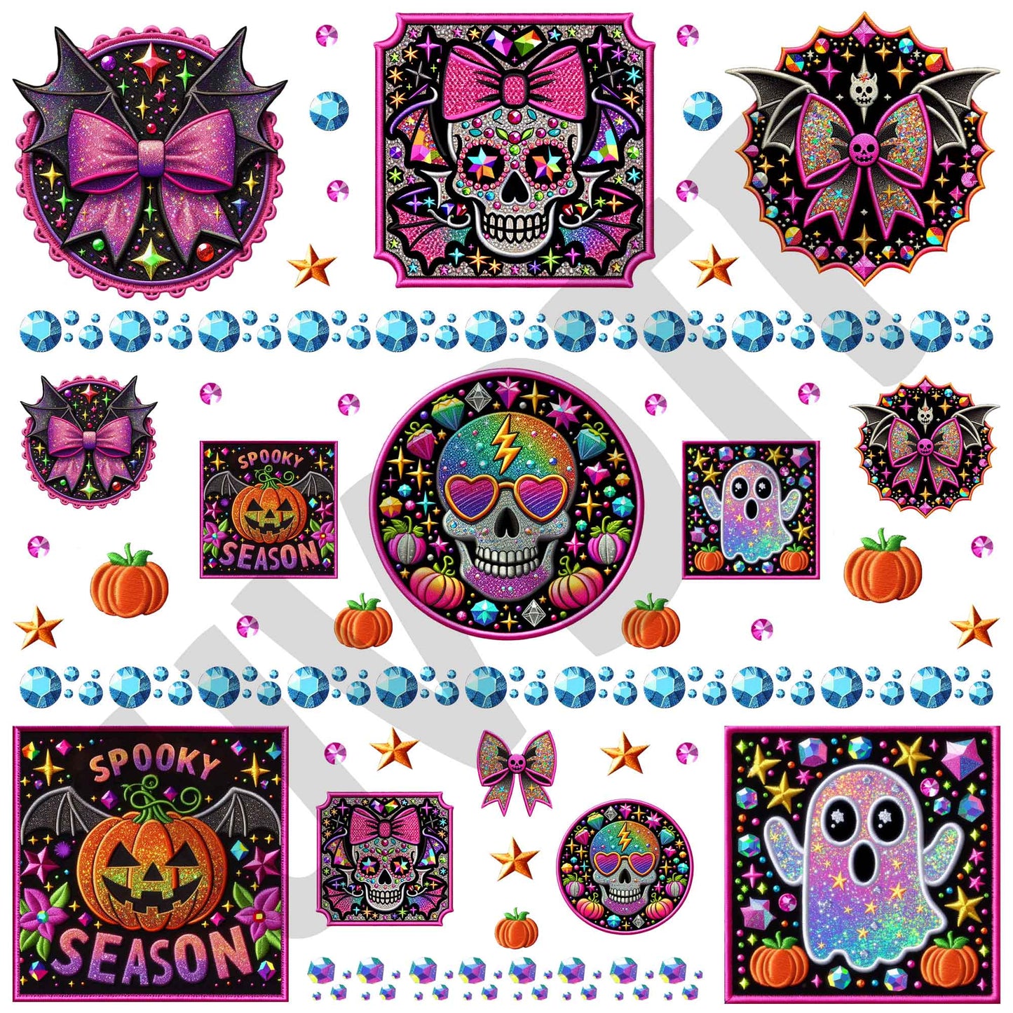 UVDTF Halloween Embroidery Patch Elements