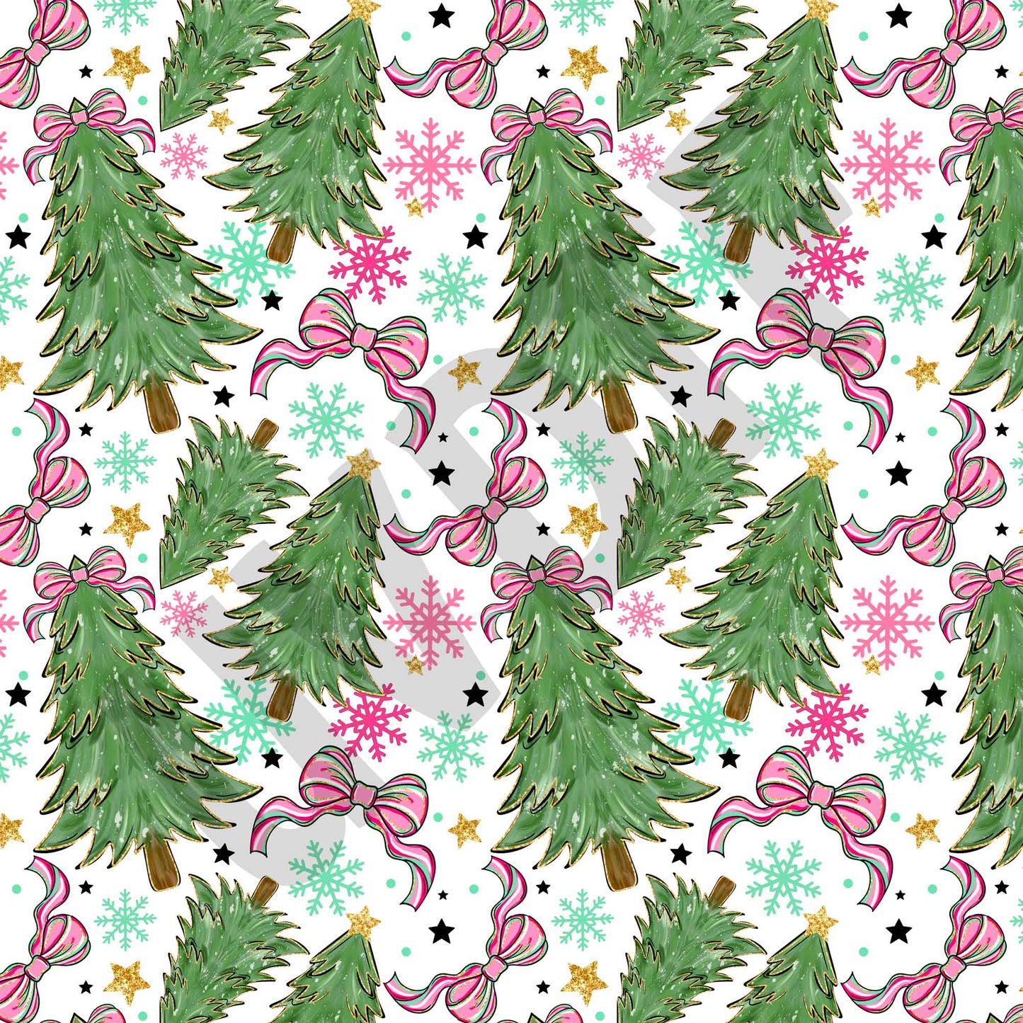 UVDTF Preppy Bow Christmas Trees Elements