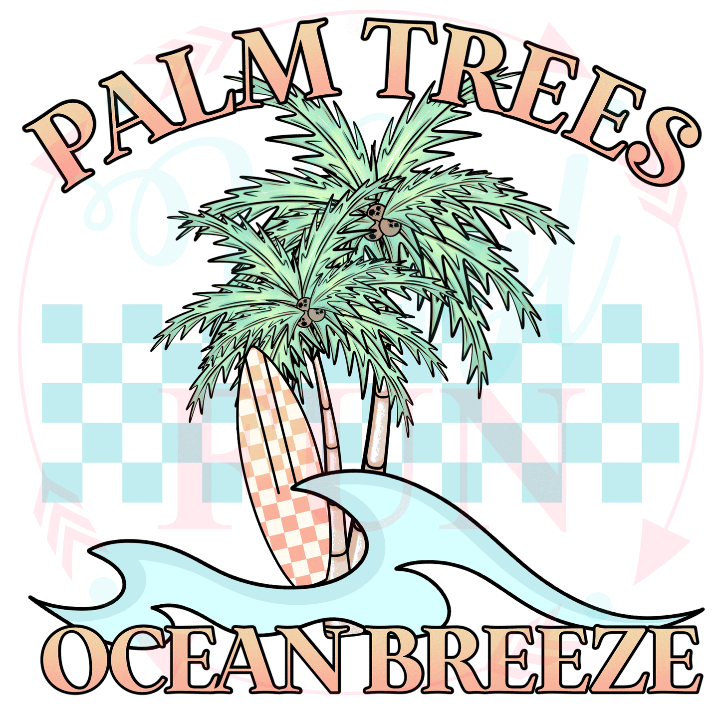 UVDTF Checkered Palm Trees Decal-178