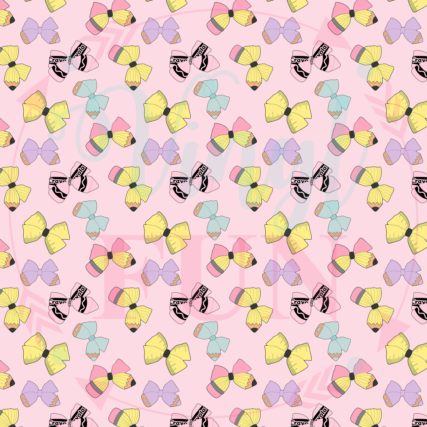 Pencil Bows Pink Background Pattern-C21
