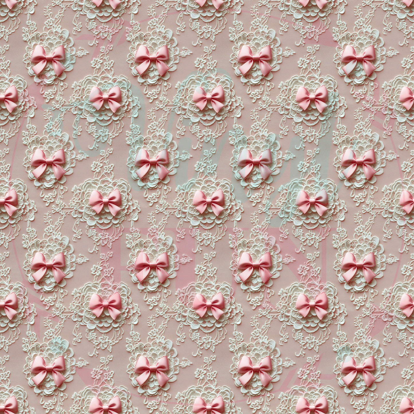 Pink Bows With Lace Pattern-A19