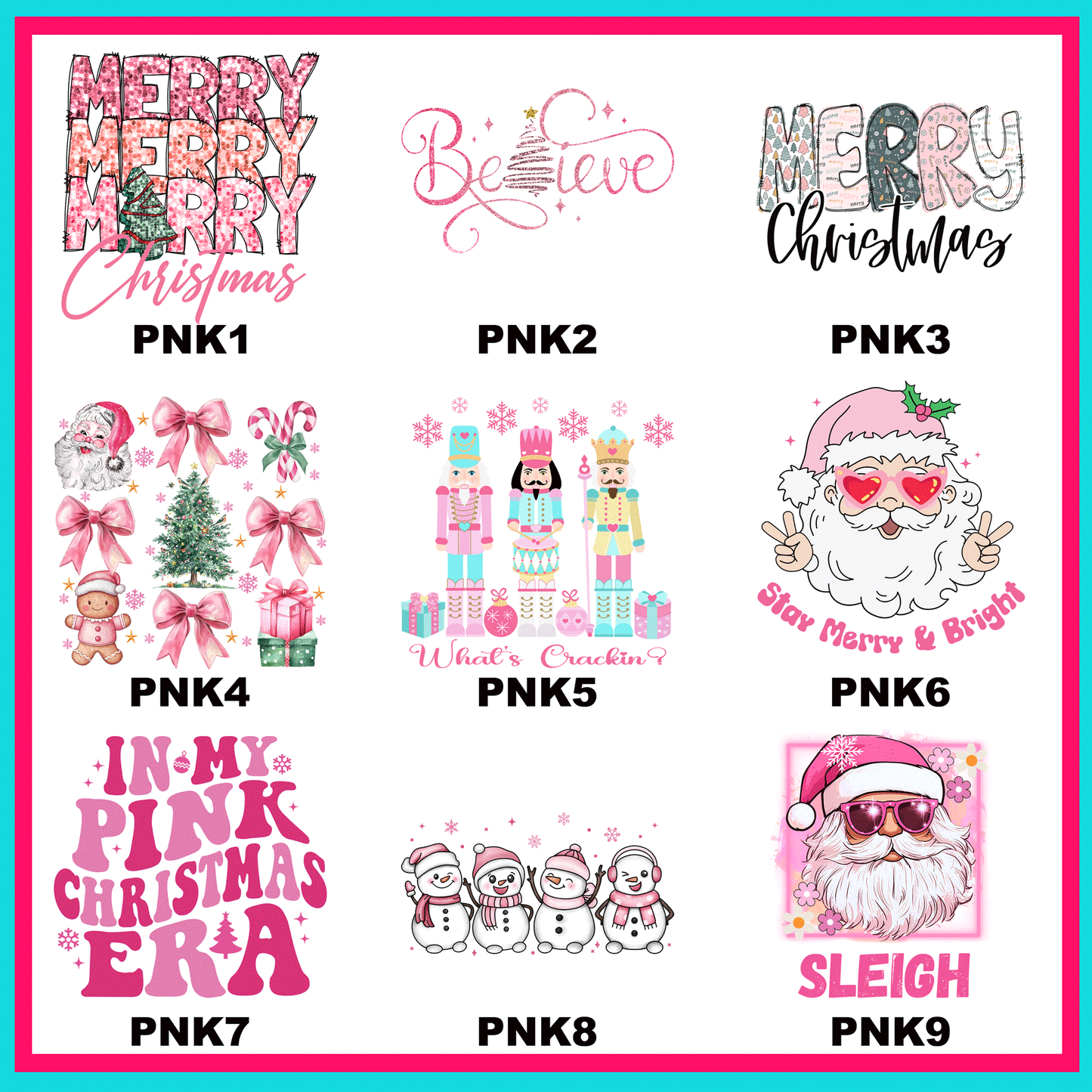 Pink Christmas Transfers-For Fabrics