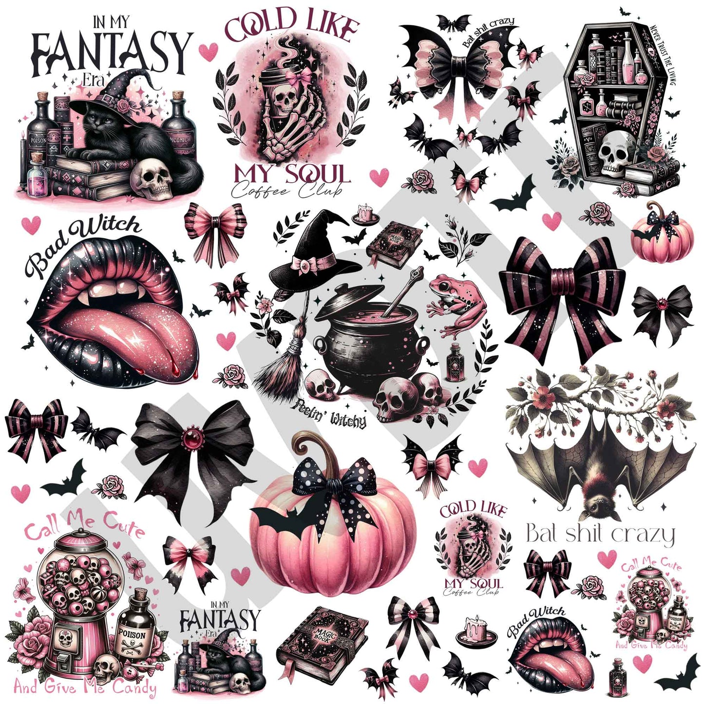 UVDTF Pink Halloween Elements