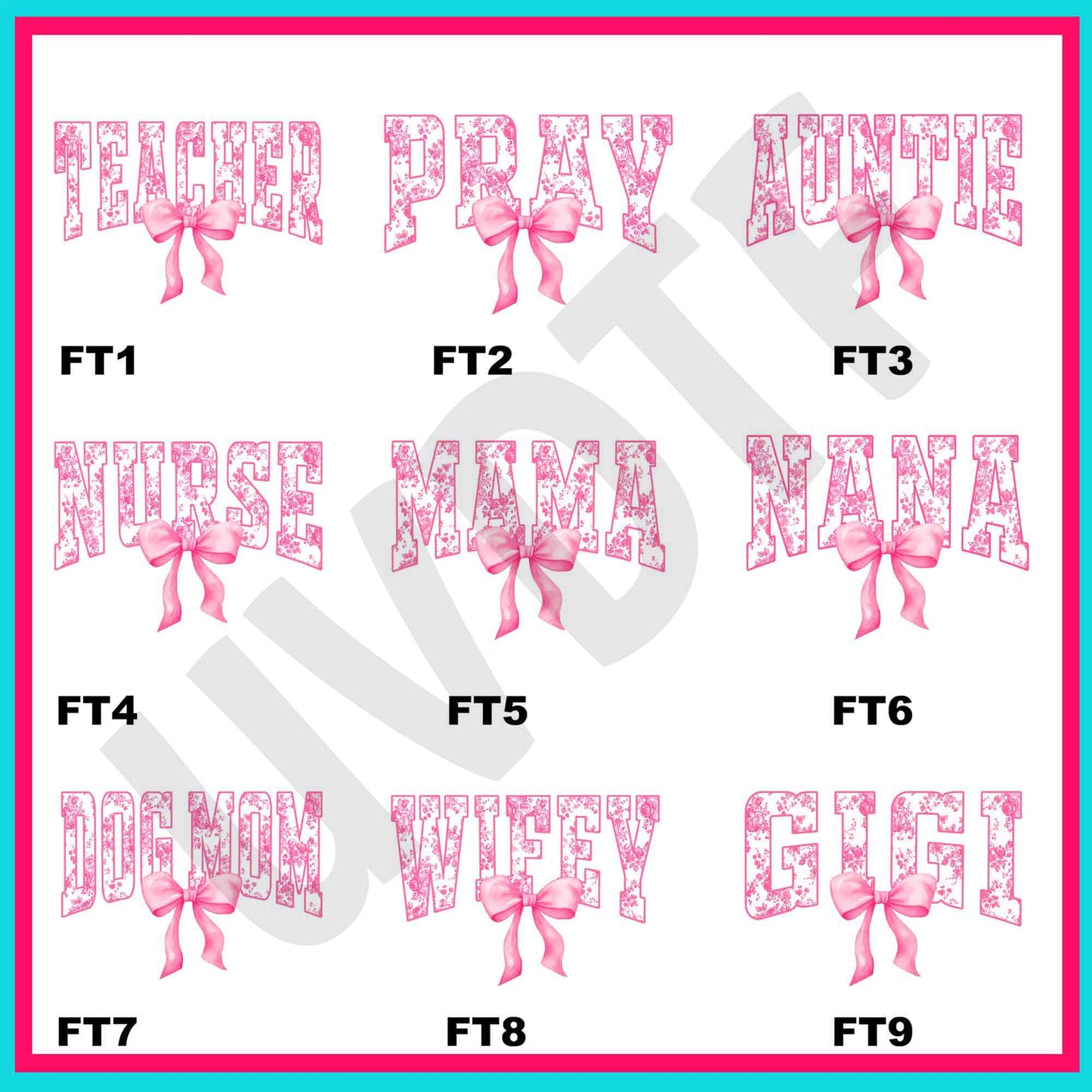 UVDTF French Toile Pink Decals-U10