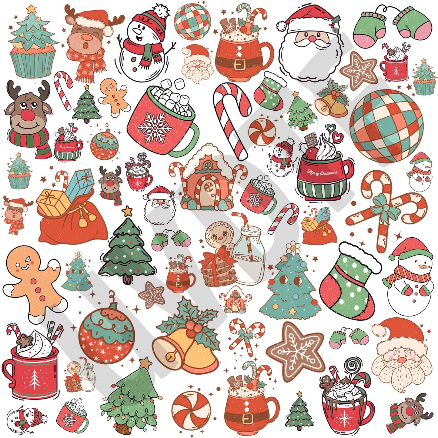 UVDTF Retro Christmas Elements