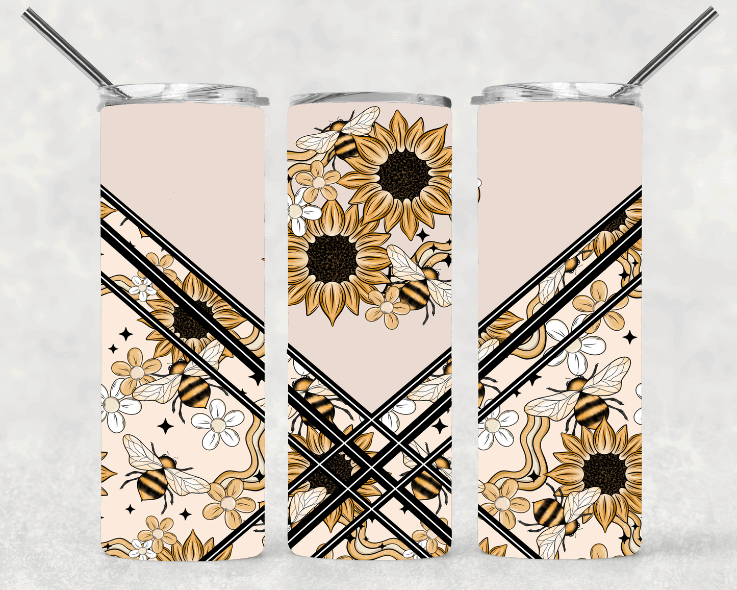 Sunflower & Bee Wrap For Straight Tumbler-S362
