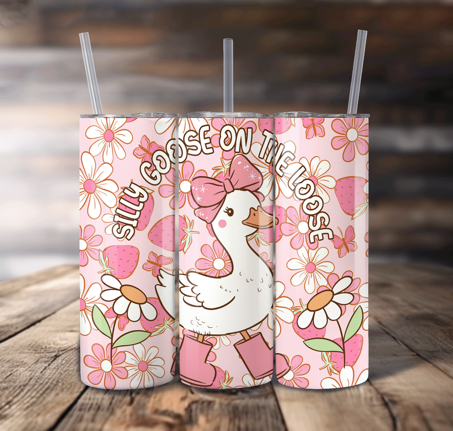 Pink Silly Goose Wrap For Straight Tumbler-S661