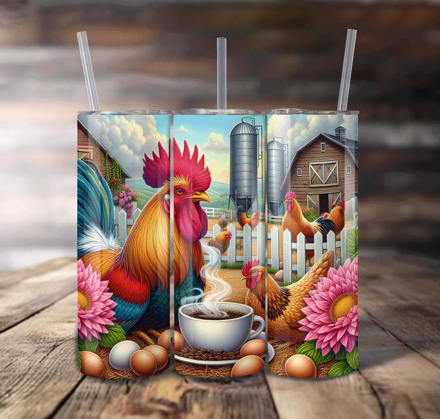 Rooster Coffee Wrap For Straight Tumbler-S665