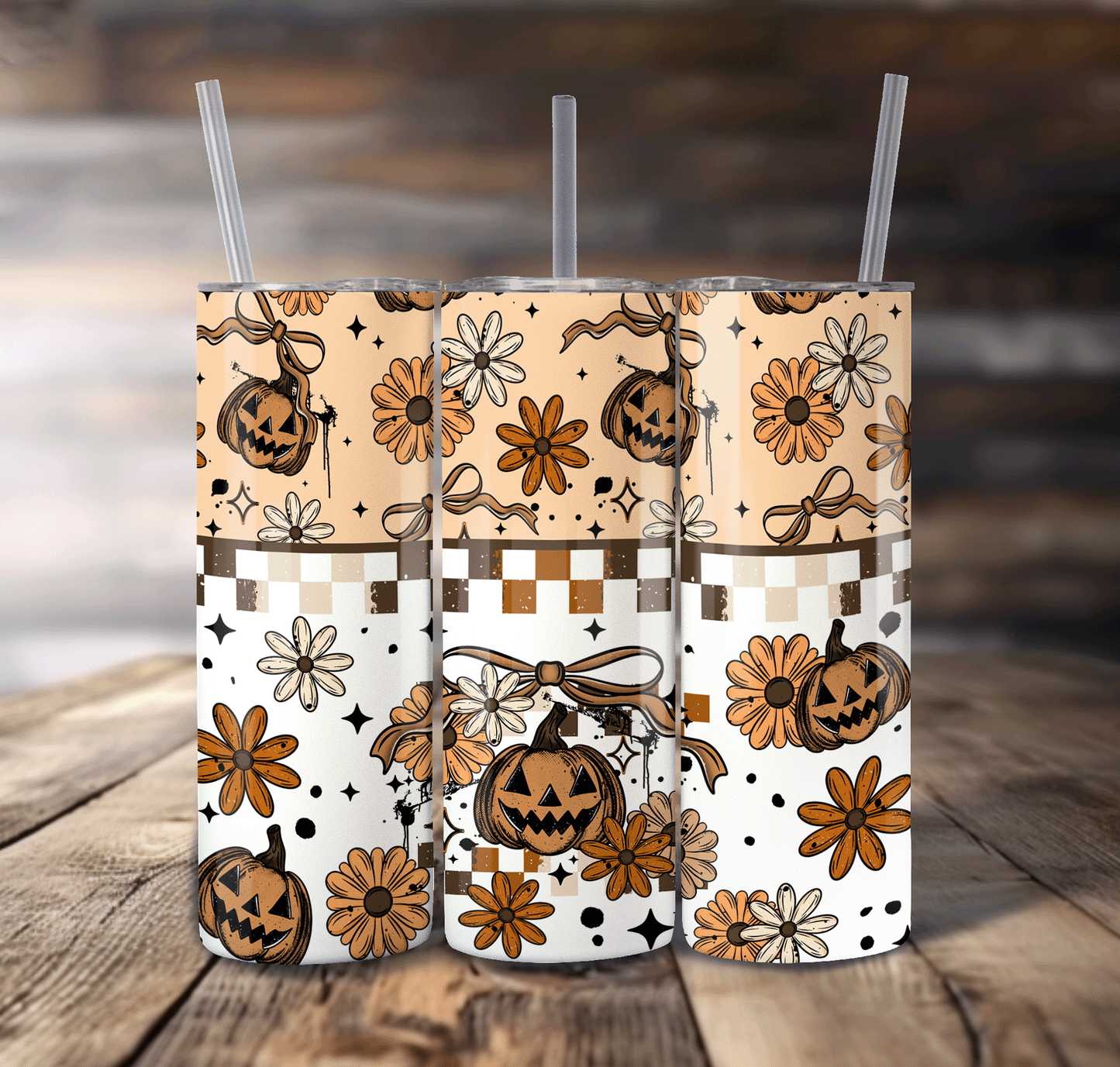 Pumpkin Florals For Straight Tumbler-S682