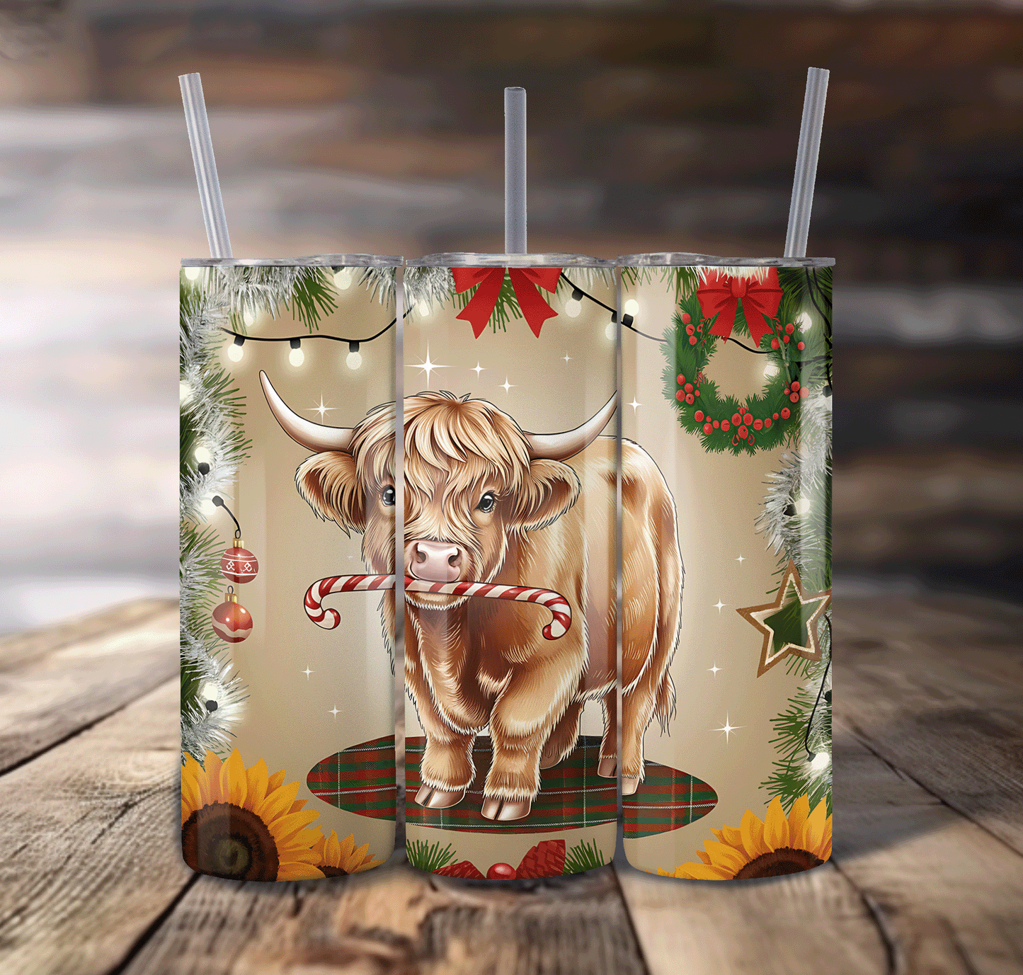 Christmas Cow For Straight Tumbler-S689