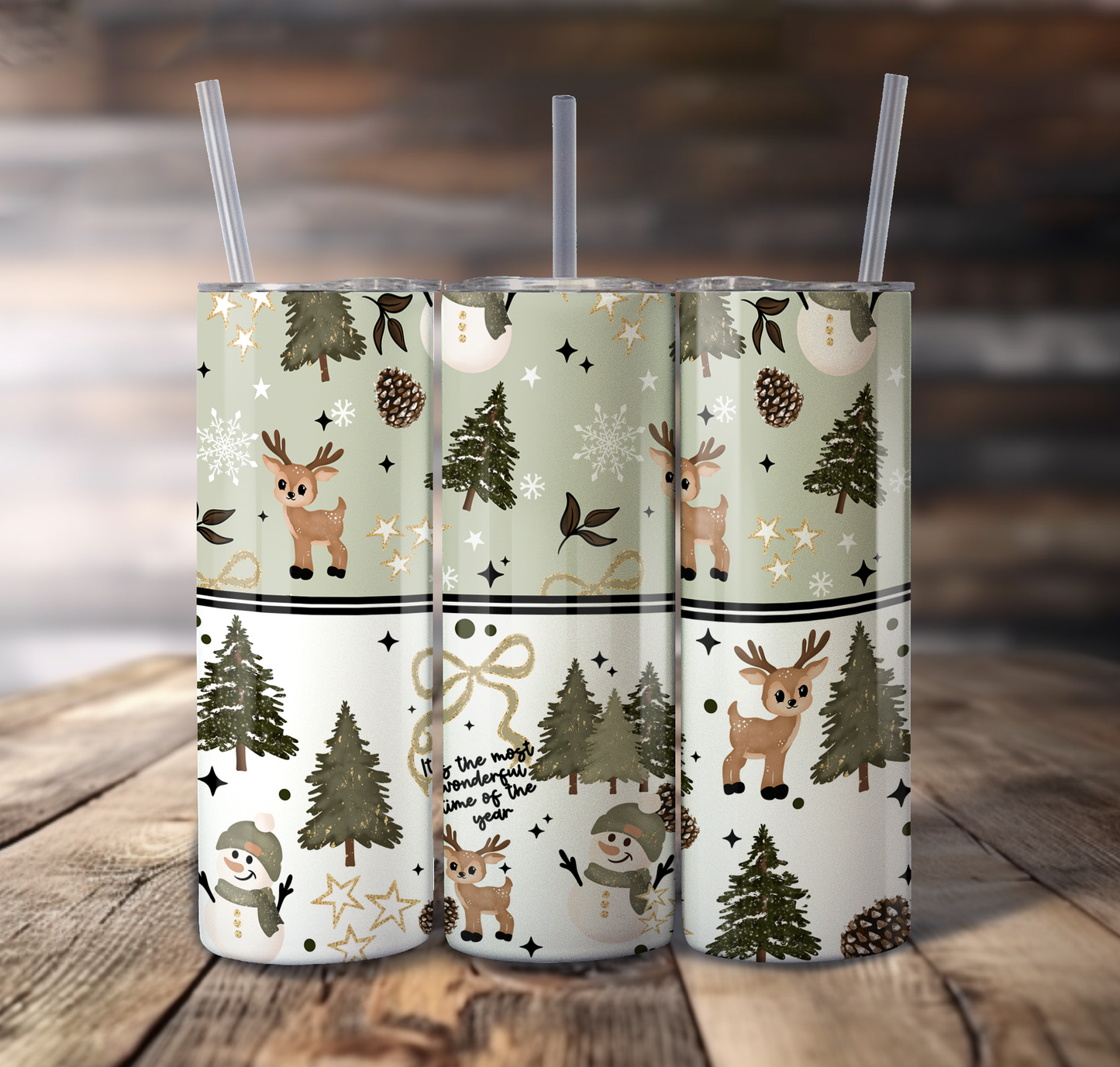 Reindeer Wrap For Straight Tumbler-S718