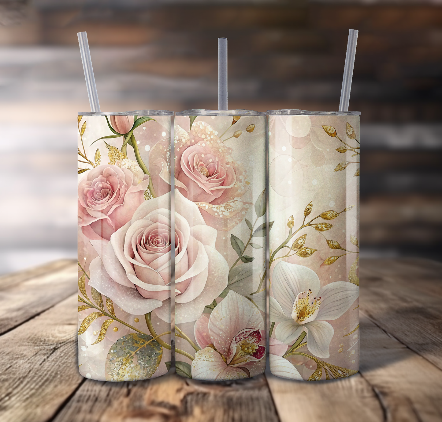 Pretty Floral Wrap For Straight Tumbler-S729
