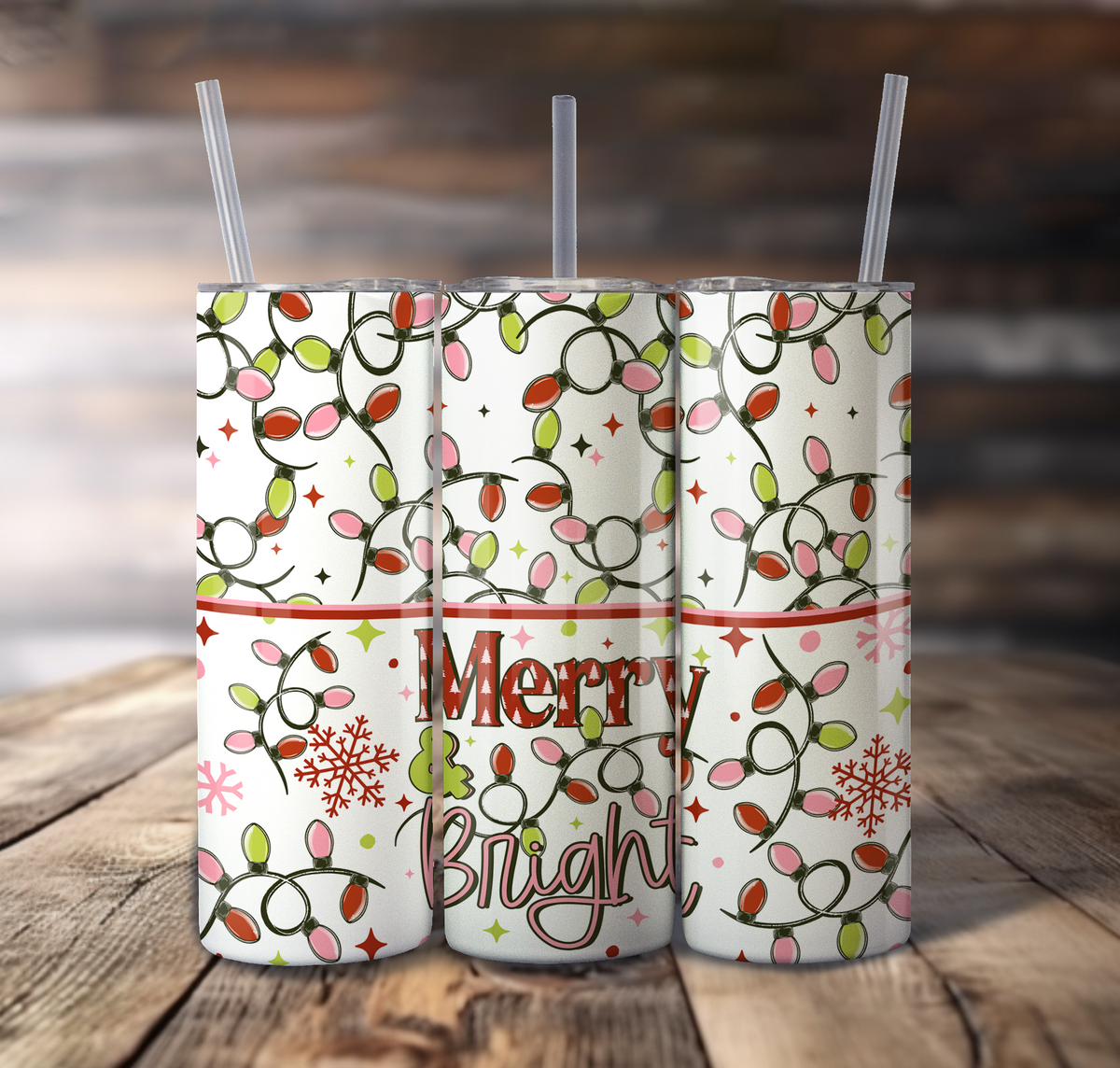 Merry And Bright For Straight Tumbler - S882