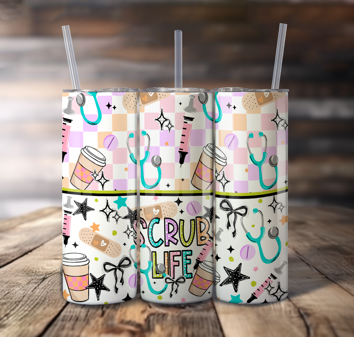 Scrub Life Wrap For Straight Tumbler - S807